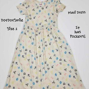 DotDotSmile Size 2t Maxi Dress - NWT Zodiac Sign Print